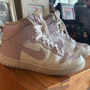 Custom Nike Women's High-Top Sneakers in Lavender and White